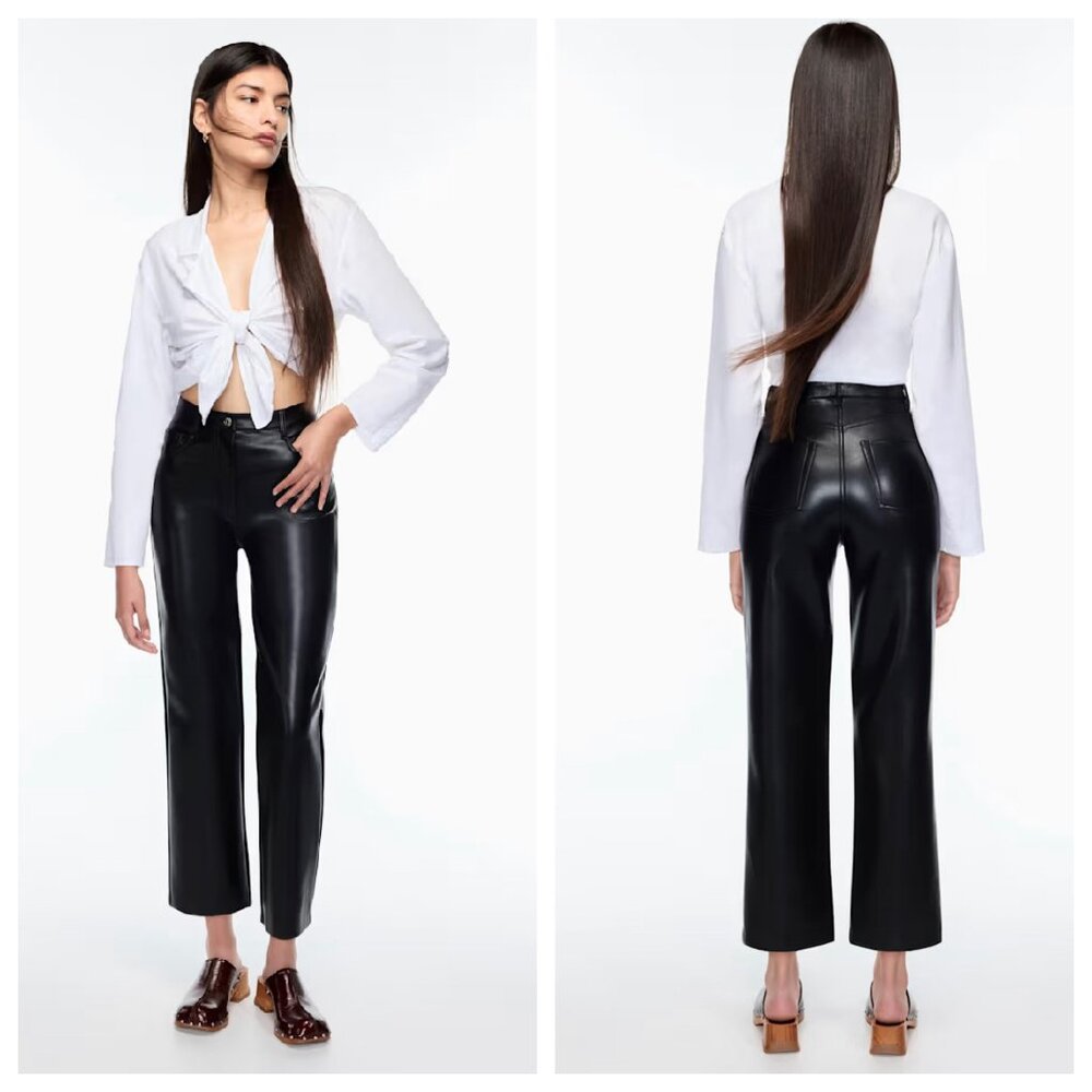 Wilfred High Rise Melina Cropped Pant in Black Vegan Leather, Ladies/Women's 2